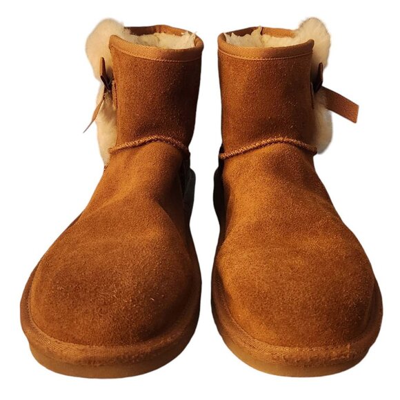 UGG Koolabura Victoria Mini Boots Sz 10 Chestnut Bows Brown Ankle #1114731 - Picture 2 of 9